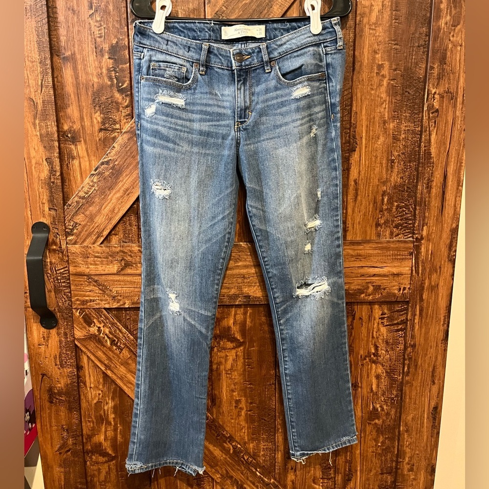 Abercrombie and fitch Womens distressed denim jeans size 28 A&F skinny jeans EUC